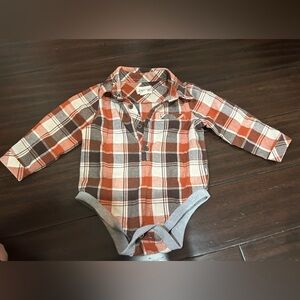 Me & Henry Jasper Plaid Woven Onesie 12/18 Months